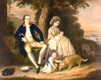 Charles Watson, esq, and his wife, lady Mary, with their two children james and anne in a landscape